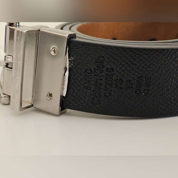Calvin Klein Black and Brown Belt with Silver Buckle - Picture 2 of 5